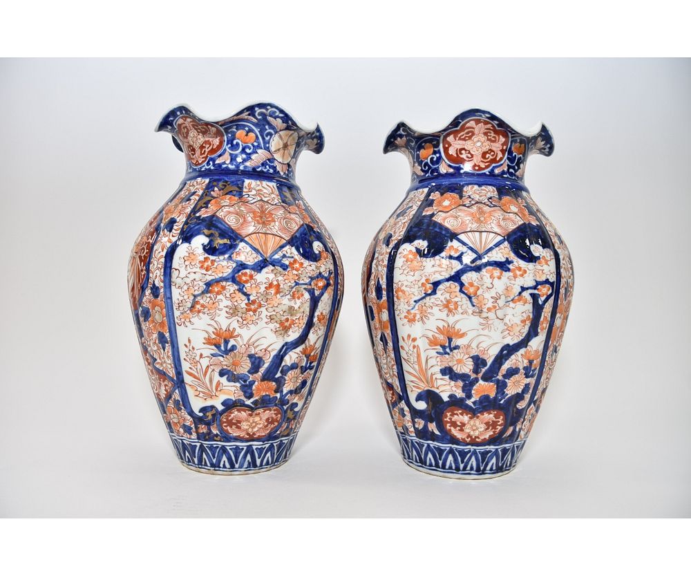 Appraisal: Pair of Imari Porcelain Urns Fine pair of colorful Imari