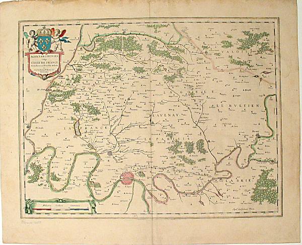 Appraisal: BLAEU WILLEM Ager Parisiensis Vulgo L'Isle de France Copper-engraved map