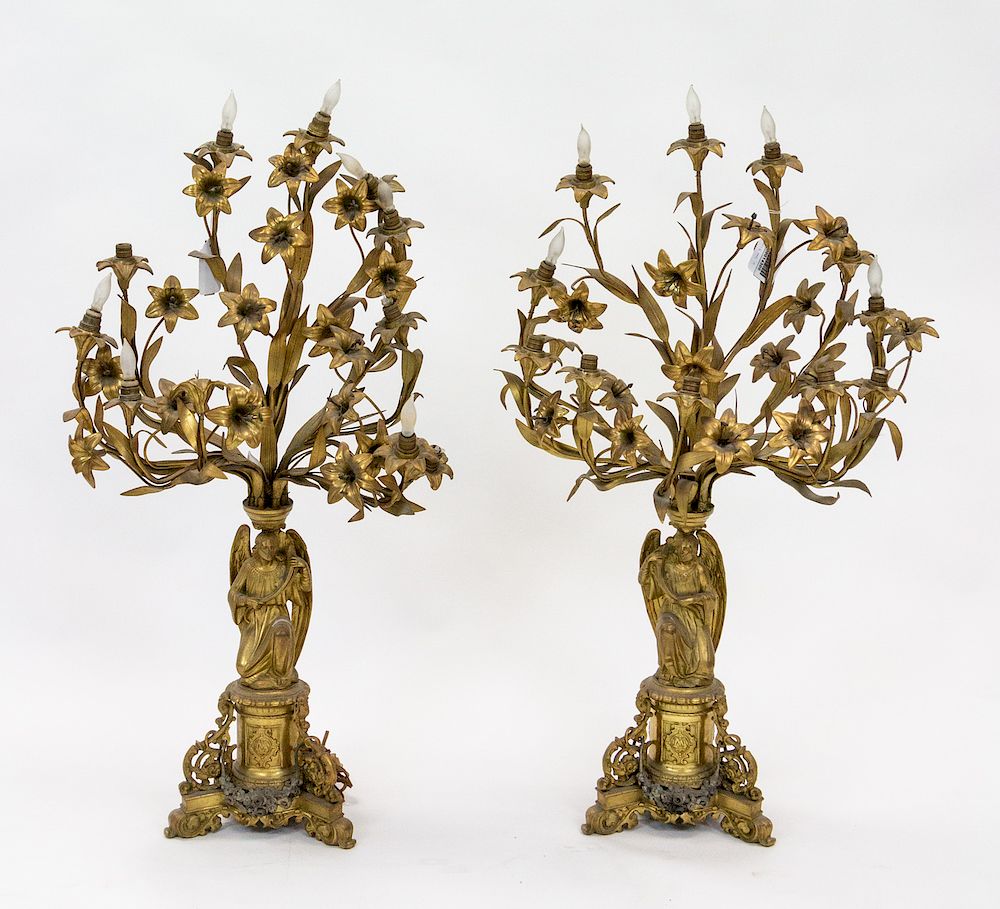 Appraisal: A PAIR OF BRASS CANDELABRA TH CENTURY A PAIR OF