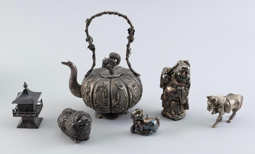 Appraisal: SIX CHINESE SILVER OBJECTS TH TH CENTURY HEIGHTS FROM TO