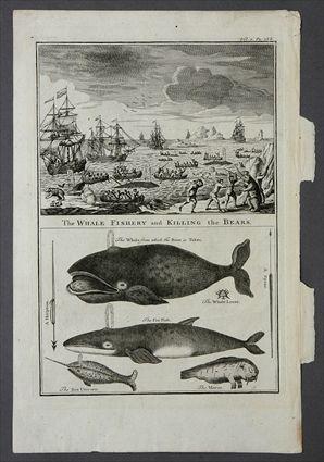 Appraisal: THREE WHALING PRINTS Engravings on paper the largest x in