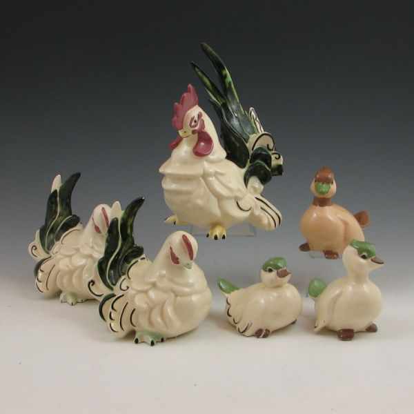 Appraisal: Six pieces of Kay Finch pottery including a rooster two