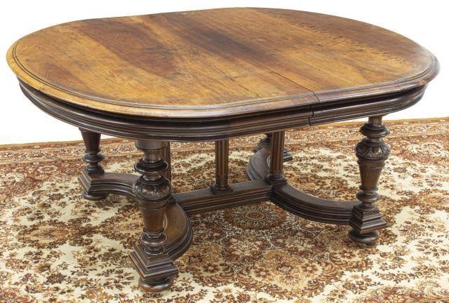 Appraisal: French Henri II style walnut dining table th c oval