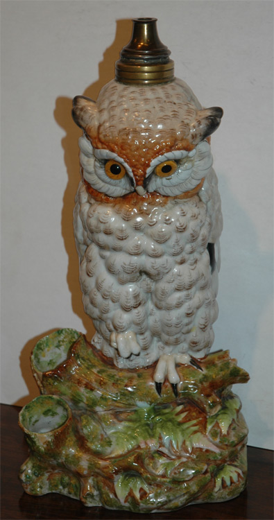 Appraisal: Meissen Style Porcelain Owl-Form Lamp Base Estimate nbsp nbsp nbsp