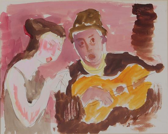 Appraisal: Gustav Likan Yugoslavian American - MUSICIANS watercolor framed signed dated