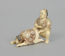 Appraisal: A Carved Ivory Miniature in Two Parts ca th century