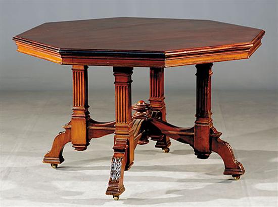 Appraisal: Victorian carved mahogany octagonal center table late th centurymolded and