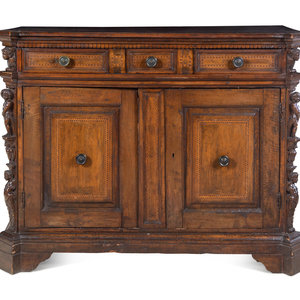 Appraisal: An Italian Baroque Walnut Serving Cabinet th Century and Later