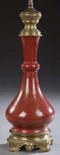 Appraisal: Chinese Bronze Mounted Oxblood Porcelain Mallet Fo Chinese Bronze Mounted