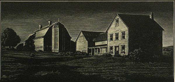 Appraisal: Asa Cheffetz Break of Day Vermont c Wood engraving printed