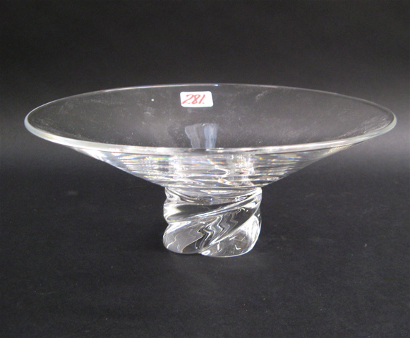 Appraisal: STEUBEN CLEAR CRYSTAL PEDESTAL BOWL diameter height incised Steuben underfoot