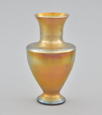 Appraisal: A Tiffany Favrile Vase With Paper Label Vase with extended