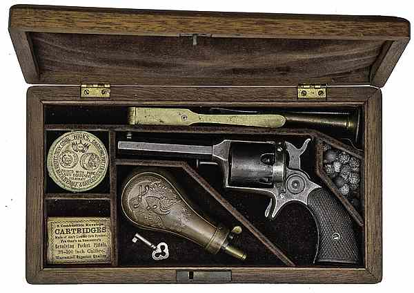 Appraisal: Cased Remington Beals Second Model Percussion Pocket Revolver cal ''