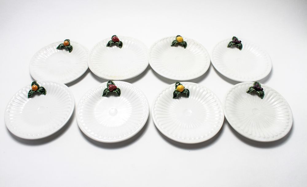 Appraisal: Continental Porcelain Plates w Applied Fruit Pc Continental porcelain dessert