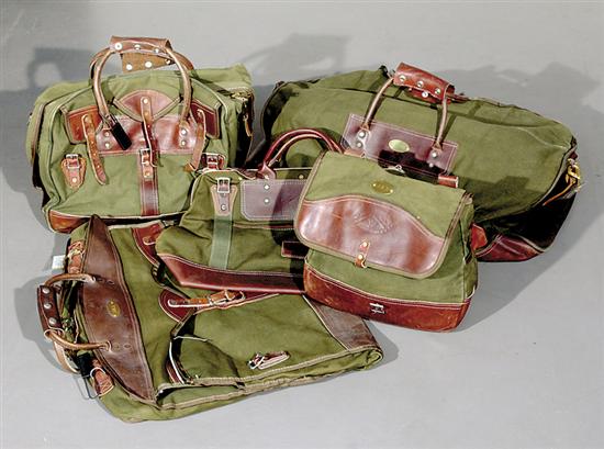 Appraisal: Orvis field sporting luggage leather and canvas consisting of garment