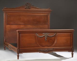 Appraisal: French Carved Walnut Louis XVI Style Double Bed c French