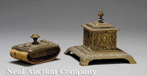 Appraisal: An Antique Viennese Bronze Inkwell and Blotter late th c