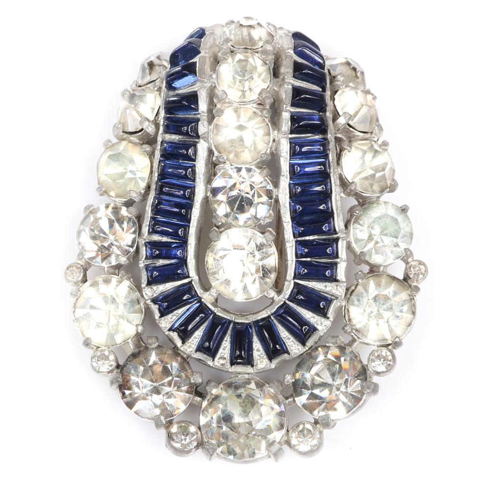 Appraisal: EISENBERG ORIGINAL DIMENSIONAL U-SHAPED DECO FUR CLIP WITH GRADUATED CRYSTALS