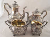 Appraisal: An ornate early Victorian silver four piece tea set by