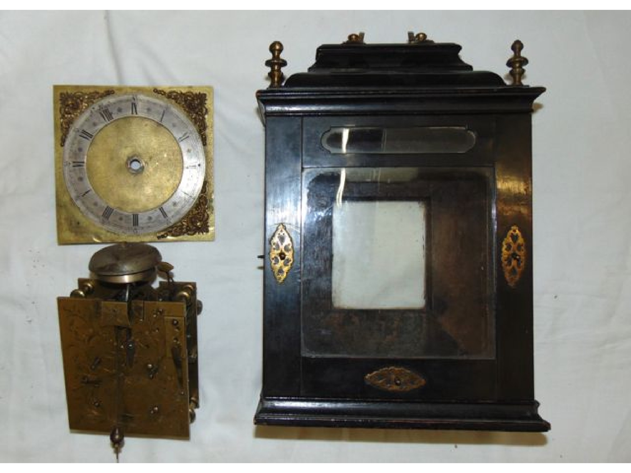 Appraisal: An th century table clock in an ebonised case the