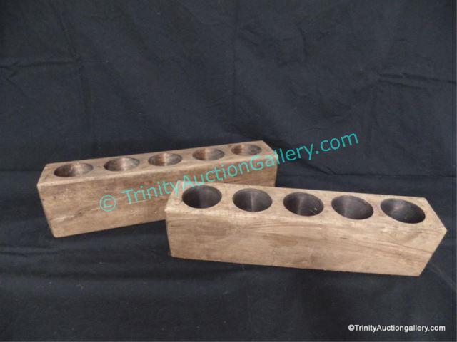 Appraisal: Wooden Candle Sugar Molds - Hole Molds Each wooden mold