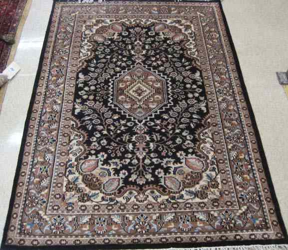 Appraisal: TWO HAND KNOTTED ORIENTAL BLUE FIELD AREA RUGS Indo-Persians floral