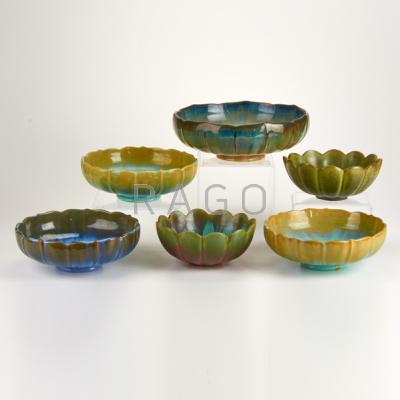 Appraisal: FULPER Six bowls most fluted or scalloped Flemington NJ ca