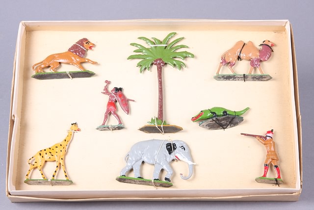 Appraisal: Original box set of African animals and hunters by unknown