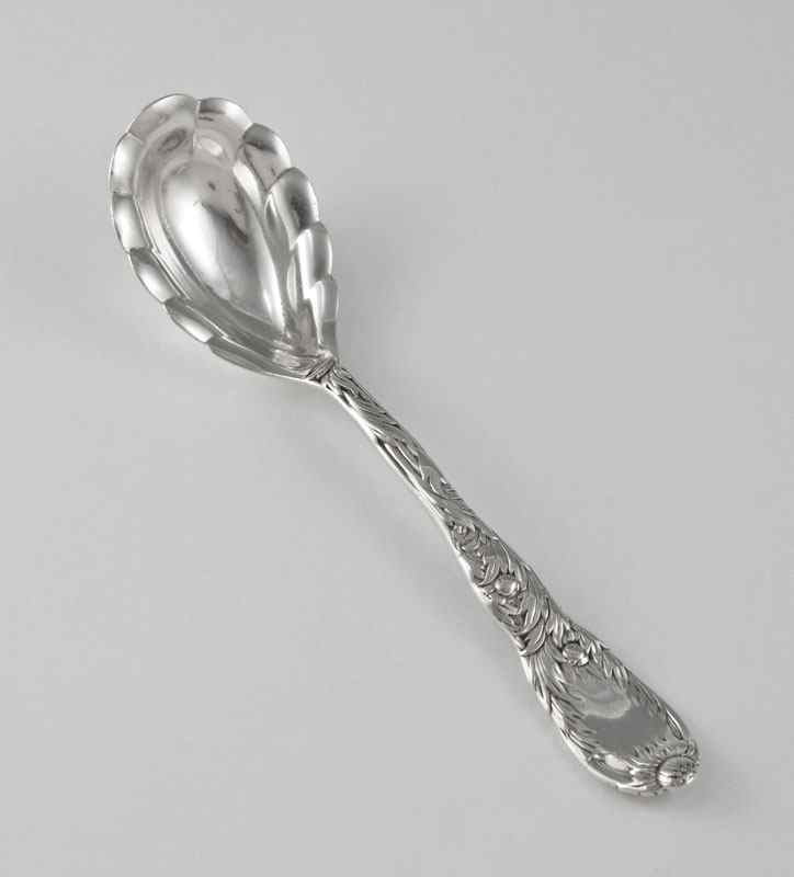 Appraisal: TIFFANY CO CHRYSANTHEMUM STERLING SUGAR SPOON Fluted bowl no monograms