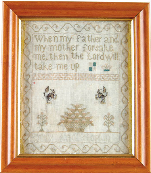 Appraisal: NEEDLEWORK SAMPLER BY EMILY ANN HOPKIN Verse as follows When