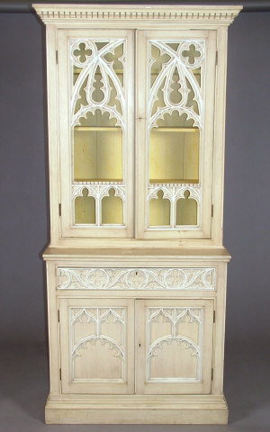 Appraisal: A Gothic style painted bookcase early th century the double