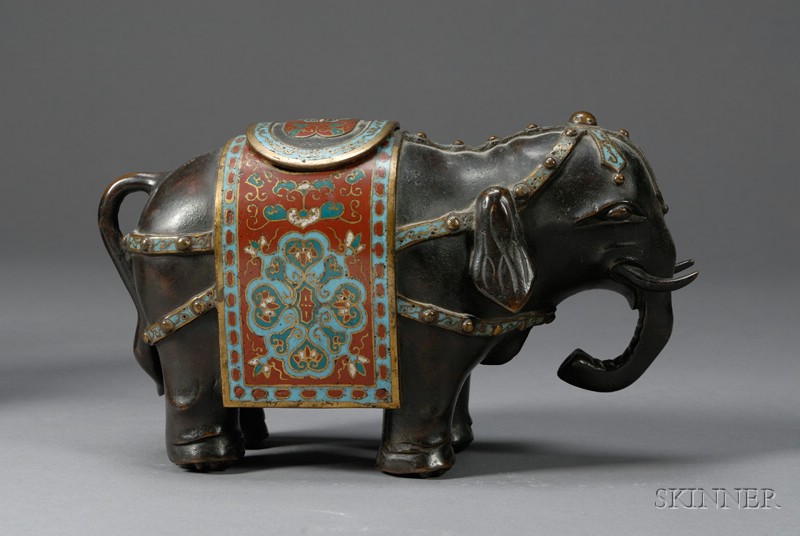 Appraisal: Bronze Censer Japan th century champleve enamel lg in