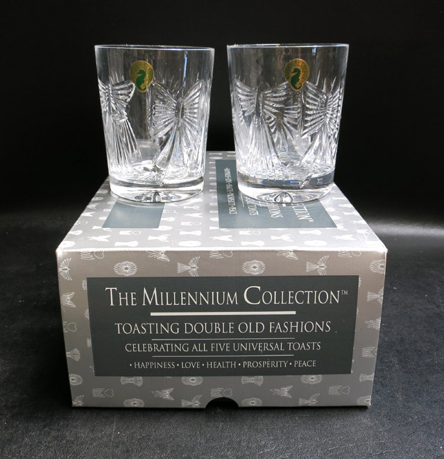 Appraisal: EIGHT WATERFORD CRYSTAL DOUBLE OLD FASHION TOASTING GLASSES from the