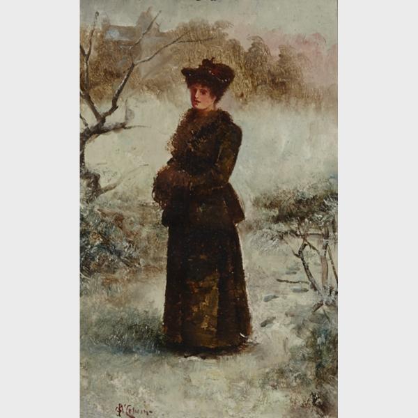 Appraisal: James Andrew McColvin act - WINTER LADY IN A LANDSCAPE