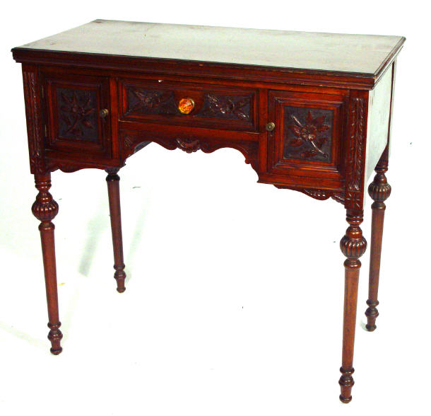 Appraisal: Victorian mahogany dressing table fitted three floral carved drawers on