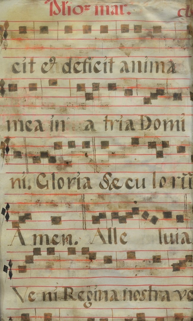 Appraisal: Breviary page on vellum lines of text and staff x