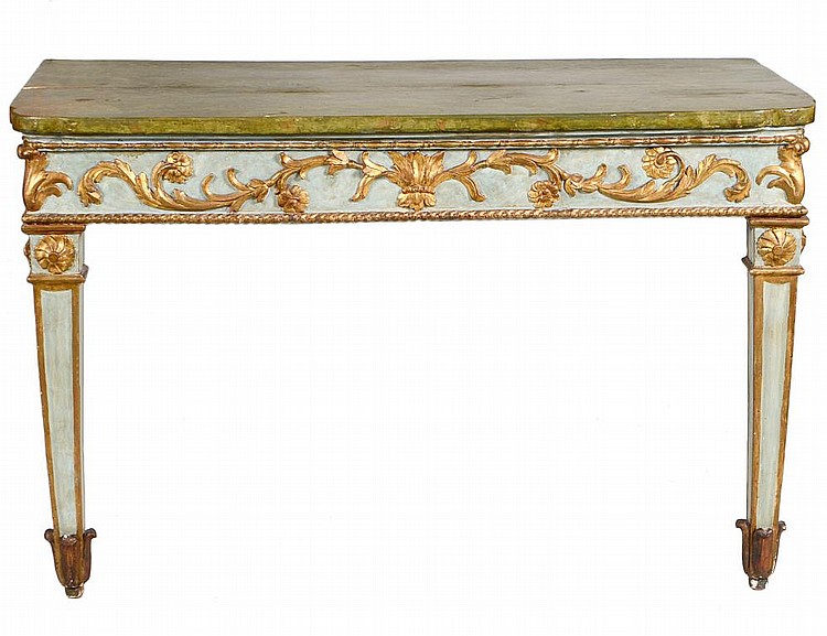 Appraisal: ITALIAN NEO-CLASSICAL PAINTED GILT WOOD CONSOLELate th Century The faux