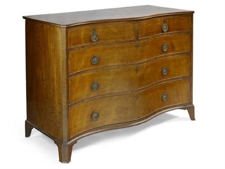 Appraisal: A late th century mahogany serpentine chest the top with