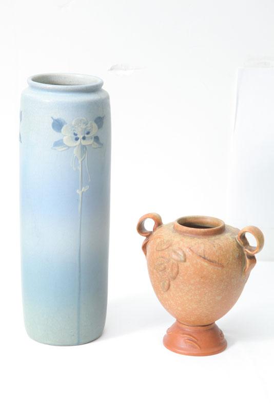 Appraisal: TWO WELLER VASES One with incised Matt mark and embossed