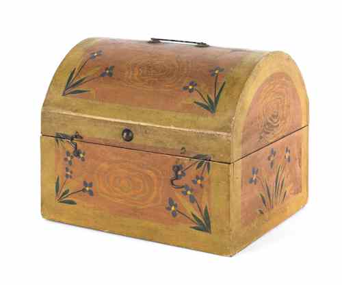 Appraisal: Painted paper covered dome lid box h w