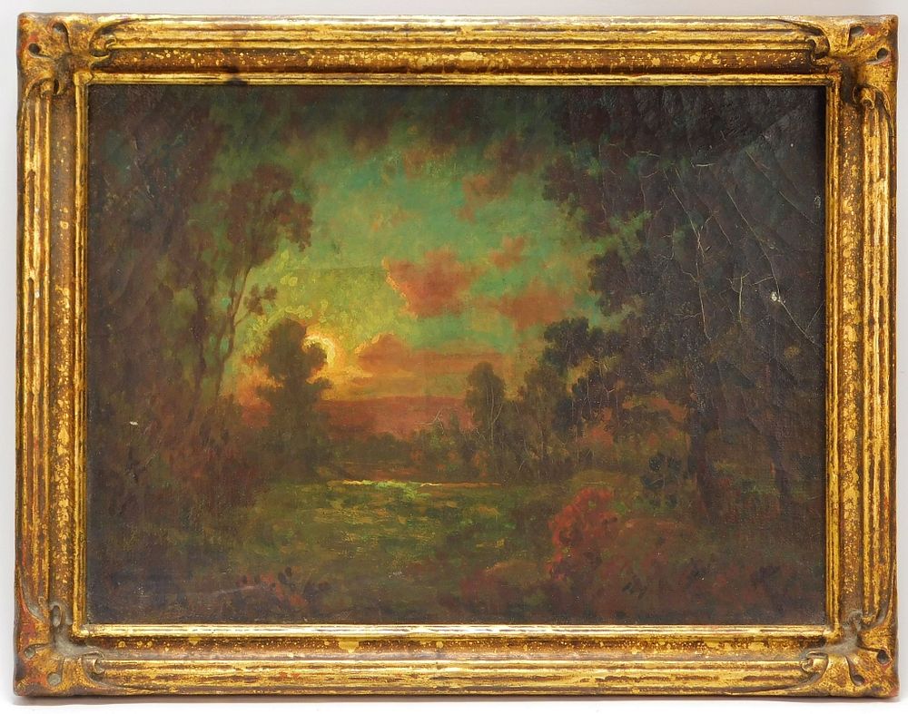 Appraisal: American School Forest Sunrise Painting United States th Century Impressionist