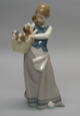 Appraisal: LLADRO - Girl with Puppies - G Retired Good condition