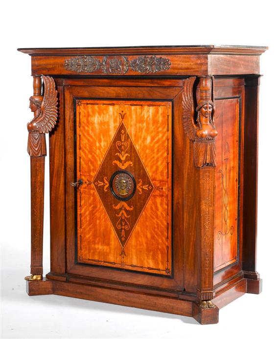 Appraisal: SMALL CABINET AUX SPHINGES Empire Paris circa Carved mahogany and