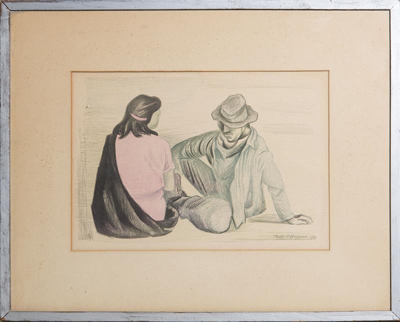 Appraisal: AFTER PABLO O'HIGGINS - SEATED COUPLE Lithograph in colors on