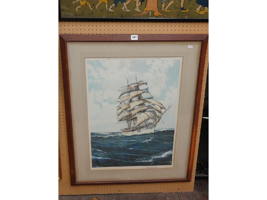 Appraisal: A signed coloured print by Montague Dawson showing a sailing