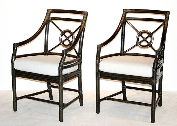 Appraisal: A set of four rattan 'Target' armchairs McGuire Furniture Company