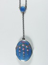 Appraisal: LOCKET - STERLING AND ENAMEL LOCKET AND CHAIN AN OVAL