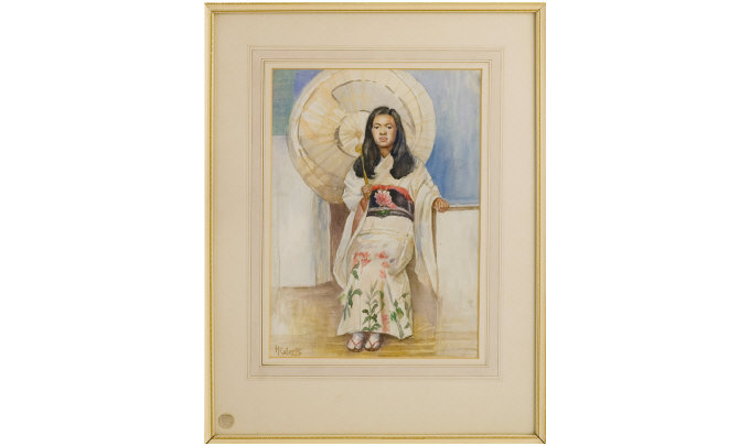 Appraisal: Herbert Roberts Japanese girl titled Tofhiko Watercolour Measures x inches