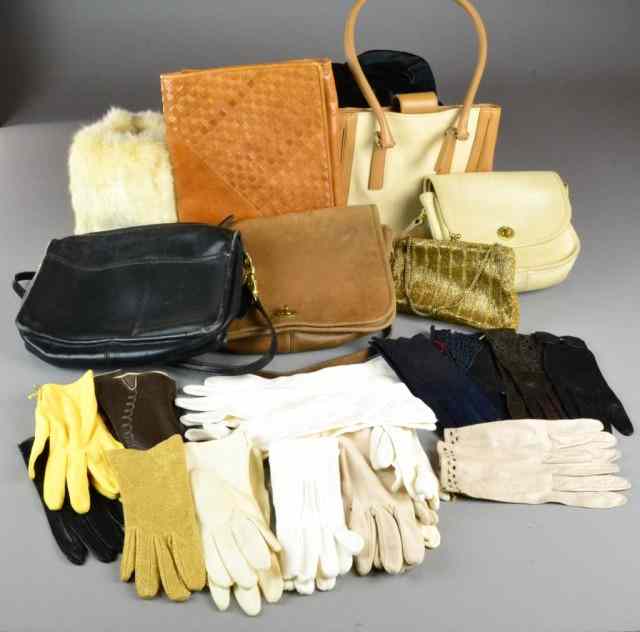 Appraisal: Ladies Gloves Purses Fur MuffA selection of vintage leather and