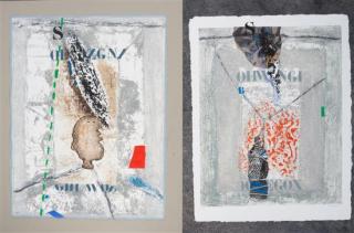 Appraisal: James Coignard French - Untitled works color etchings with collage